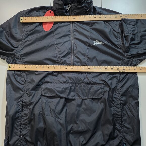 Tommy Bahama Windbreaker Half Zip Jacket Men M Navy Anorak LS Hood Preppy Nautic - Picture 4 of 16